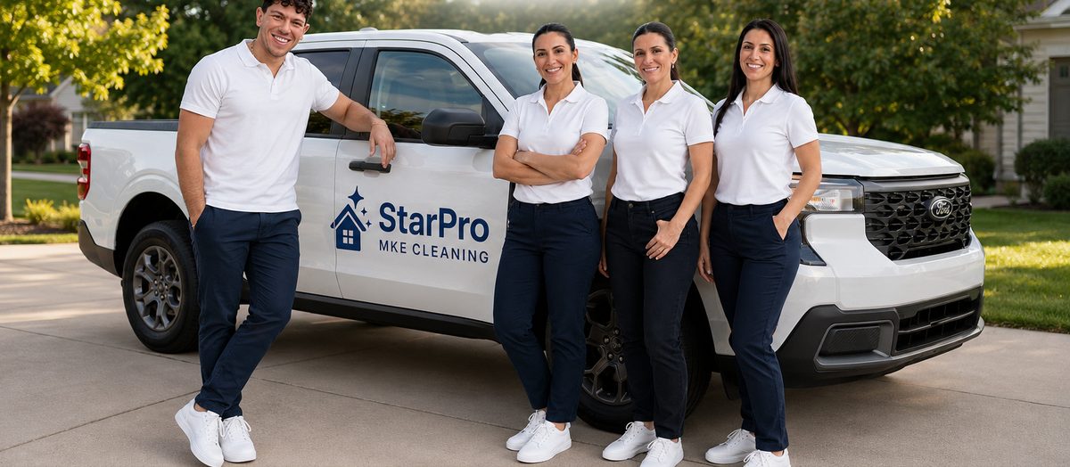 The Star Pro Cleaning team beside a branded company truck